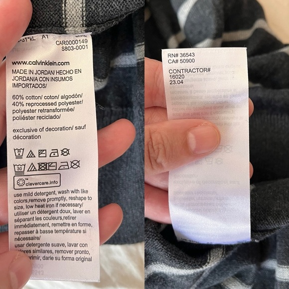 NWOT Calvin Klein Men’s Gray & White Striped Crewneck Sweater - Picture 12 of 12